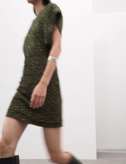 Beaded V-Neck Mini Fitted Shift Dress