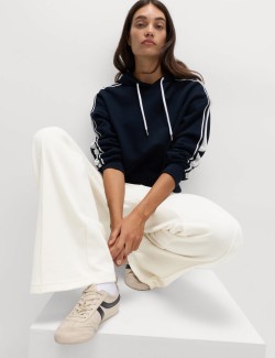 Pohodlné žebrované kalhoty s širokými nohavicemi z bavlněné směsi