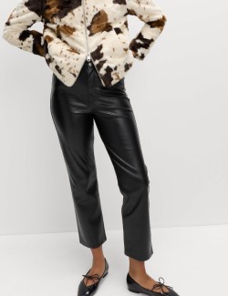 Faux Leather Straight Leg Trousers