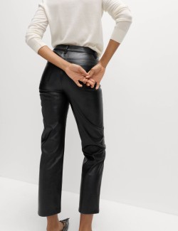 Faux Leather Straight Leg Trousers