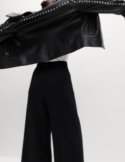 Triple Pleat Wide Leg Trousers
