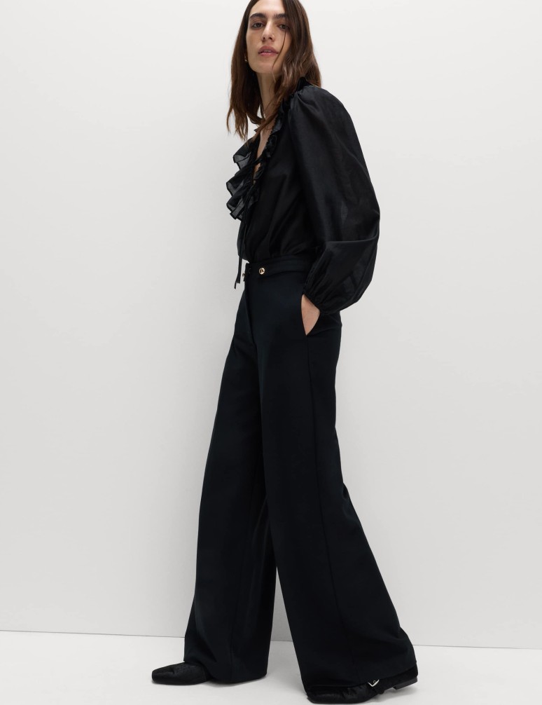 Cinched Detail Wide Leg Trousers