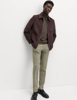 Keprové elegantní strečové kalhoty úzkého střihu