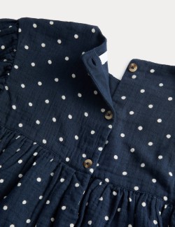 Cotton Rich Polka Dot Dress (1-8 Yrs)