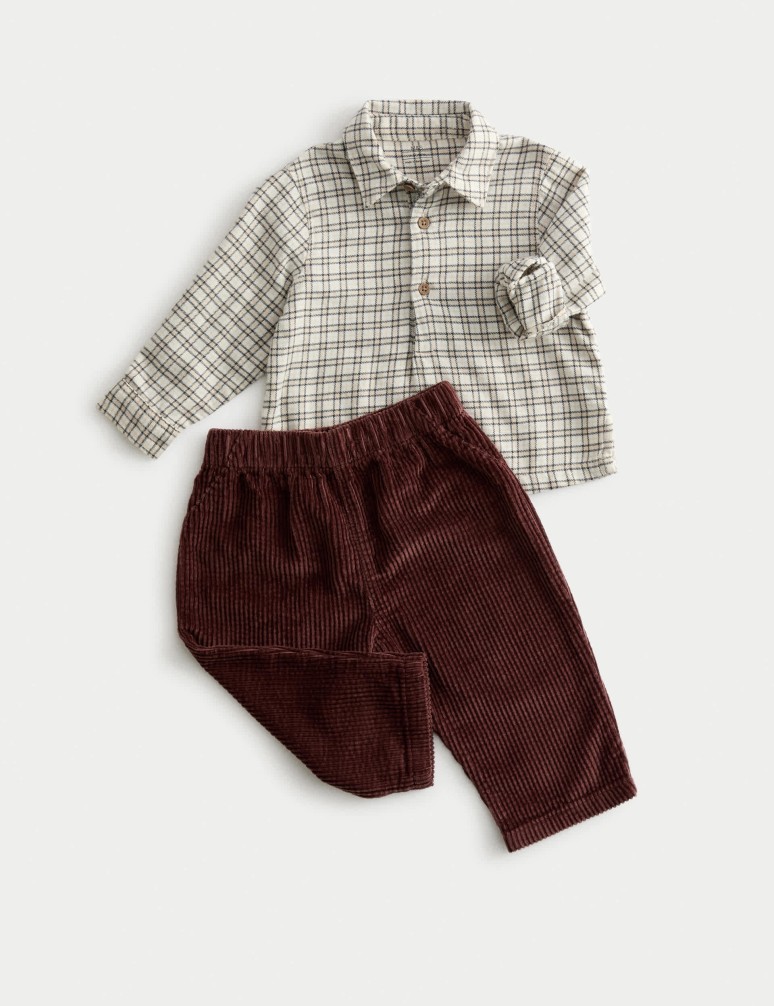 2pc Pure Cotton Checked Top & Bottom Outfit (0-6 Yrs)