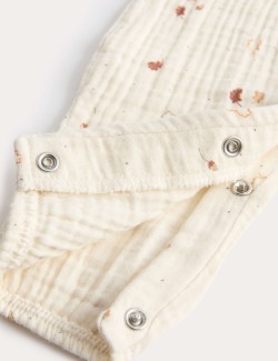 Kombinéza z čisté bavlny s límečkem a motivem listů (0-12 měsíců)