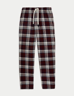 Brushed Cotton Checked Loungewear Bottoms