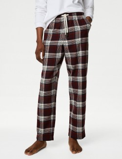 Brushed Cotton Checked Loungewear Bottoms