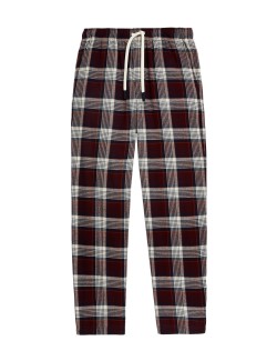 Brushed Cotton Checked Loungewear Bottoms