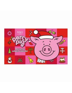Adventní kalendář se sáčkem měkkých ovocných žvýkacích bonbónů Percy Pig™ s ovocnými šťávami a 24 formovanými kousky mléčné čoko
