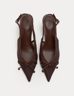 Mesh Point Kitten Heel Slingback Shoes