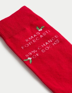 Novelty Christmas Slogan Cotton Rich Socks