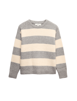 Pruhovaný svetr z měkoučké příze s kulatým výstřihem