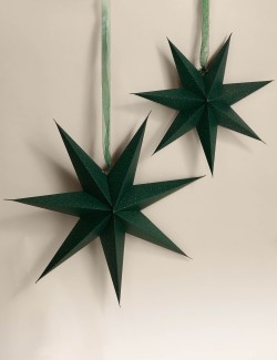 2pk Paper Printed Star Decorations