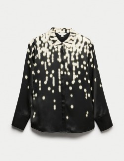Cupro Rich Spot Print Relaxed Shirt