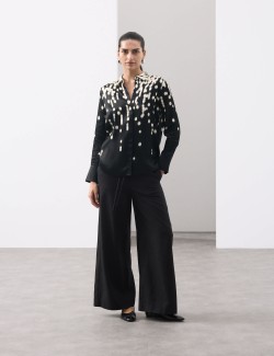 Cupro Rich Spot Print Relaxed Shirt