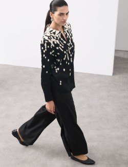 Cupro Rich Spot Print Relaxed Shirt