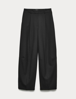 Tailored Barrel Leg Trousers with Wool