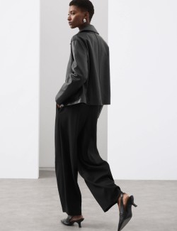 Tailored Barrel Leg Trousers with Wool