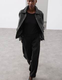 Tailored Barrel Leg Trousers with Wool