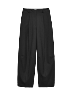 Tailored Barrel Leg Trousers with Wool