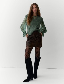 Embellished Cable Knit V-Neck Tabard