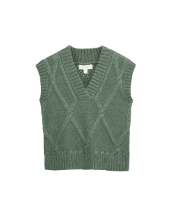 Embellished Cable Knit V-Neck Tabard