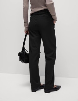 Tkané kalhoty s rovnými nohavicemi, se strečem