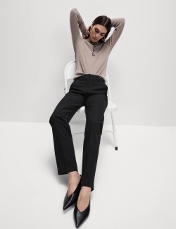 Tkané kalhoty s rovnými nohavicemi, se strečem