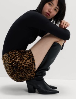 Minisukně s motivem zvířat s vysokým obsahem bavlny a sametu