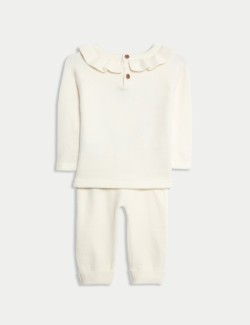 2dílné pletené outfit s květinovým vzorem a srdíčky (0-12 měsíců)