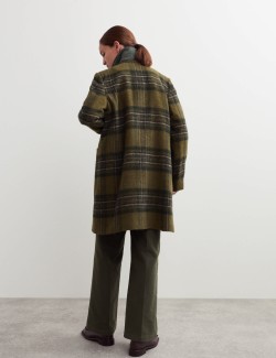 Kostkovaný kabát z čisté vlny