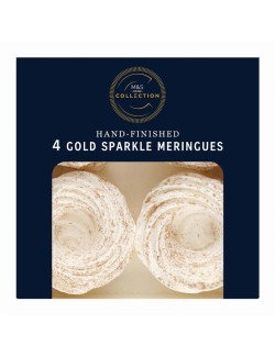 4 sněhové pusinky s třpytivou zlatou cukrářskou ozdobou