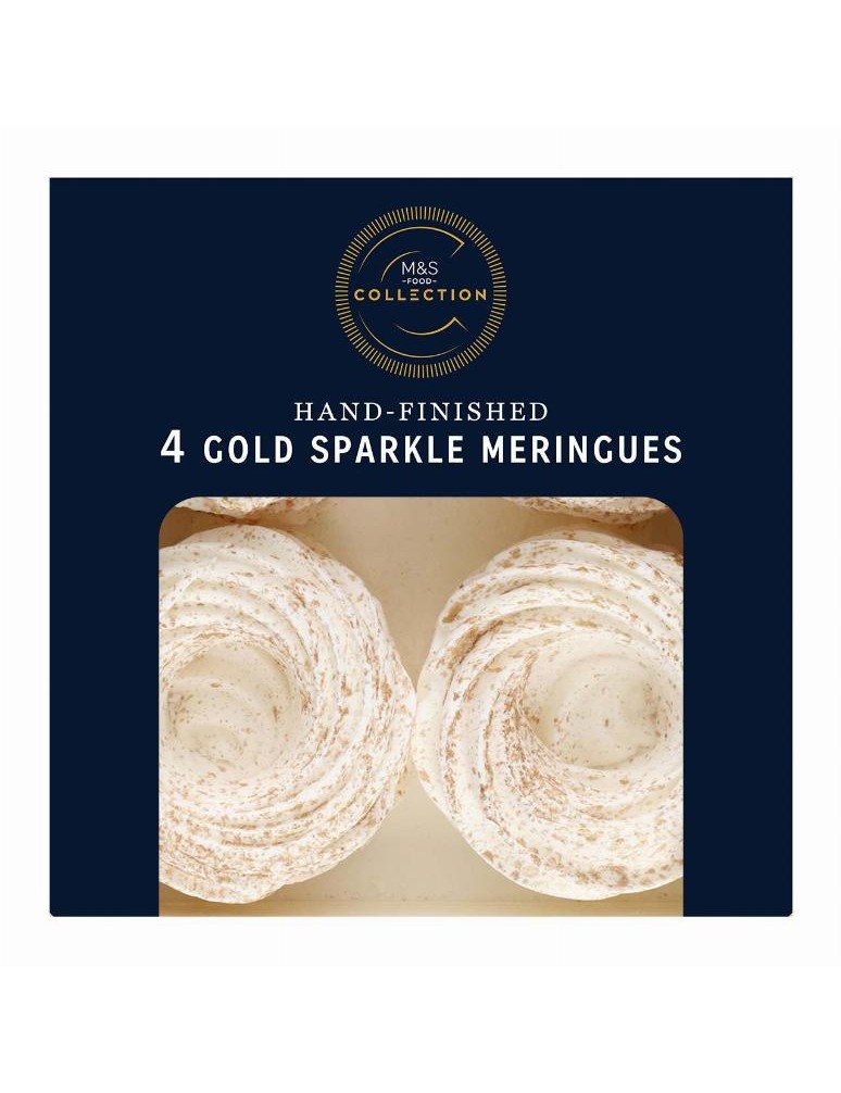 4 sněhové pusinky s třpytivou zlatou cukrářskou ozdobou