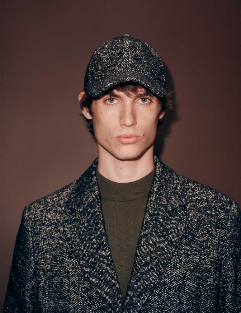 Wool Rich Herringbone Baseball Cap