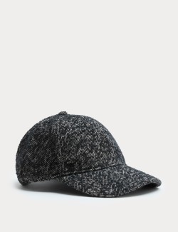 Wool Rich Herringbone Baseball Cap