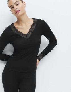 Modal Rich Thermal Long Sleeve Top with Cashmere