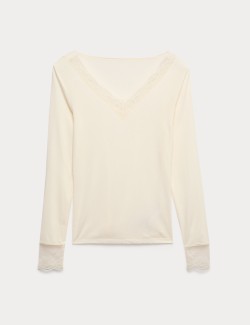 Termo top s dlouhým rukávem z modalu a kašmíru