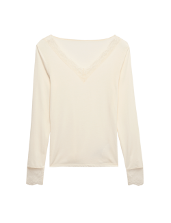 Termo top s dlouhým rukávem z modalu a kašmíru