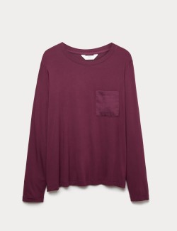 Satin Trim Long Sleeve Pyjama Top