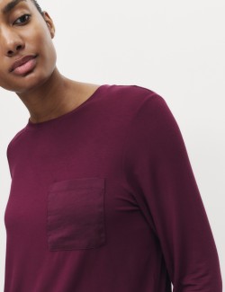 Satin Trim Long Sleeve Pyjama Top