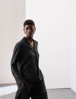 Propínací halenka s límečkem z čistého hedvábí