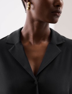 Propínací halenka s límečkem z čistého hedvábí