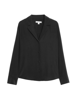 Propínací halenka s límečkem z čistého hedvábí