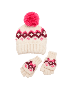 Sada vzorovaných čepic a rukavic, 2 ks (3–13 let)