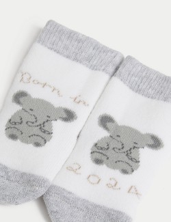 Ponožky s nápisem „Born in 2024“, 4 páry (0–12 měsíců)
