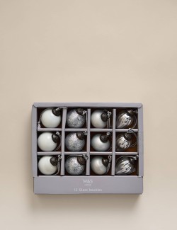 12 ks stříbrných skleněných mini ozdob