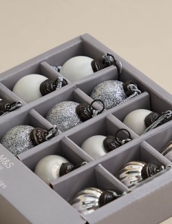 12 ks stříbrných skleněných mini ozdob