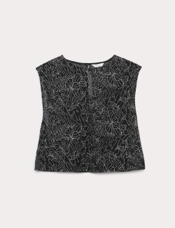 Vyšívaný metalický top bez rukávů