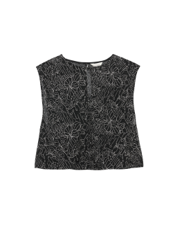 Vyšívaný metalický top bez rukávů